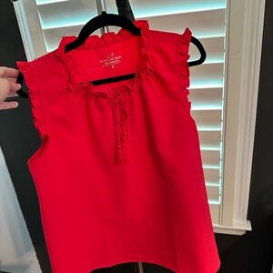 Vineyard Vines Red Sleeveless Ruffled Blouse